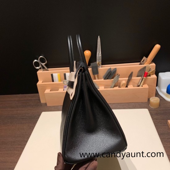 Hermes Birkin 25cm Epsom 89/ Black Silver Hardware Full Handmade 043 Hermes Birkin 25cm Epsom 89/ Black Silver Hardware Full Handmade 043