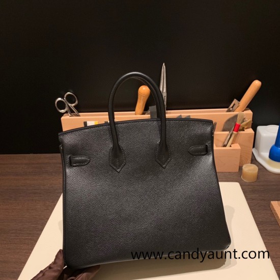 Hermes Birkin 25cm Epsom 89/ Black Silver Hardware Full Handmade 043 Hermes Birkin 25cm Epsom 89/ Black Silver Hardware Full Handmade 043