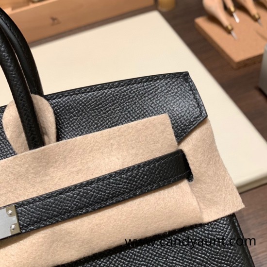 Hermes Birkin 25cm Epsom 89/ Black Silver Hardware Full Handmade 043 Hermes Birkin 25cm Epsom 89/ Black Silver Hardware Full Handmade 043