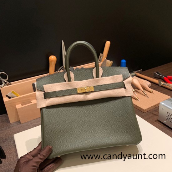 Hermes Birkin 25cm Epsom C6 /Vert Gris Gold Hardware Full Handmade 045 Hermes Birkin 25cm Epsom C6 /Vert Gris Gold Hardware Full Handmade 045