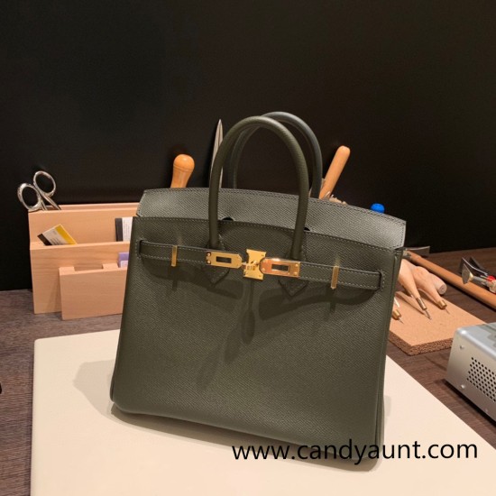 Hermes Birkin 25cm Epsom C6 /Vert Gris Gold Hardware Full Handmade 045 Hermes Birkin 25cm Epsom C6 /Vert Gris Gold Hardware Full Handmade 045