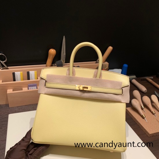 Hermes Birkin 25cm Epsom 1Z /Jaune Poussin& 7T/Blue Electric Full Handmade 050 Hermes Birkin 25cm Epsom 1Z /Jaune Poussin& 7T/Blue Electric Full Handmade 050
