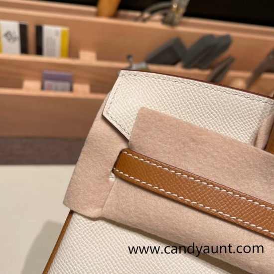 Hermes Birkin 25cm Epsom 10/Craie & 37/Gold Gold Hardware Full Handmade 051 Hermes Birkin 25cm Epsom 10/Craie & 37/Gold Gold Hardware Full Handmade 051