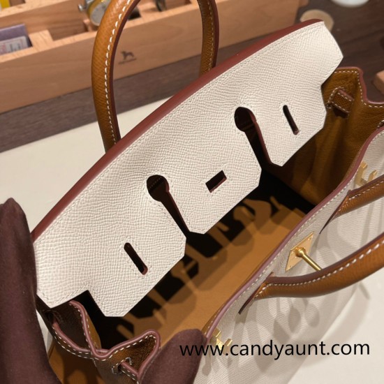Hermes Birkin 25cm Epsom 10/Craie & 37/Gold Gold Hardware Full Handmade 051 Hermes Birkin 25cm Epsom 10/Craie & 37/Gold Gold Hardware Full Handmade 051