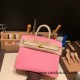Hermes Birkin 25cm Epsom 5P/ Pink & 10/ Craie Gold Hardware Full Handmade 052 Hermes Birkin 25cm Epsom 5P/ Pink & 10/ Craie Gold Hardware Full Handmade 052