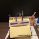 Hermes Birkin 25cm Epsom 1Z/ Jaune Poussin & 7T /Blue Electric Gold Hardware Full Handmade 053 Hermes Birkin 25cm Epsom 1Z/ Jaune Poussin & 7T /Blue Electric Gold Hardware Full Handmade 053