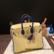 Hermes Birkin 25cm Epsom 1Z/ Jaune Poussin & 7T /Blue Electric Gold Hardware Full Handmade 053 Hermes Birkin 25cm Epsom 1Z/ Jaune Poussin & 7T /Blue Electric Gold Hardware Full Handmade 053