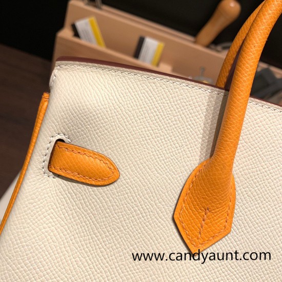 Hermes Birkin 25cm Epsom 10/ Craie & 9H/Soleil Gold Hardware Full Handmade 058 Hermes Birkin 25cm Epsom 10/ Craie & 9H/Soleil Gold Hardware Full Handmade 058