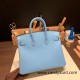 Hermes Birkin 25cm Epsom 7N/Celeste Gold Hardware Full Handmade 066 Hermes Birkin 25cm Epsom 7N/Celeste Gold Hardware Full Handmade 066