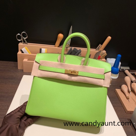 Hermes Birkin 25cm Epsom 6R/ Kiwi Gold Hardware Full Handmade 069 Hermes Birkin 25cm Epsom 6R/ Kiwi Gold Hardware Full Handmade 069