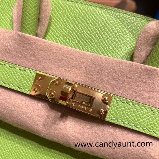 Hermes Birkin 25cm Epsom 6R/ Kiwi Gold Hardware Full Handmade 069 Hermes Birkin 25cm Epsom 6R/ Kiwi Gold Hardware Full Handmade 069