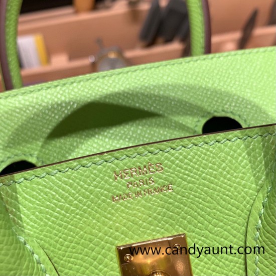 Hermes Birkin 25cm Epsom 6R/ Kiwi Gold Hardware Full Handmade 069 Hermes Birkin 25cm Epsom 6R/ Kiwi Gold Hardware Full Handmade 069