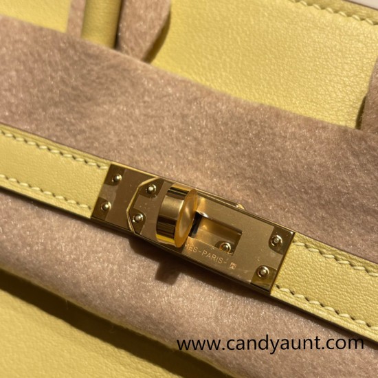 Hermes Birkin 25cm swift 1Z/Jaune Poussin Gold Hardware Full Handmade 070 Hermes Birkin 25cm swift 1Z/Jaune Poussin Gold Hardware Full Handmade 070