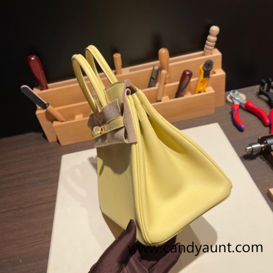 Hermes Birkin 25cm swift 1Z/Jaune Poussin Gold Hardware Full Handmade 070 Hermes Birkin 25cm swift 1Z/Jaune Poussin Gold Hardware Full Handmade 070