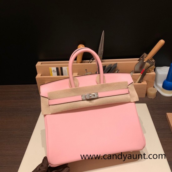 Hermes Birkin 25cm swift 3Q/Rose Sakura Silver Hardware Full Handmade 073 Hermes Birkin 25cm swift 3Q/Rose Sakura Silver Hardware Full Handmade 073