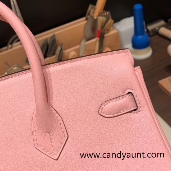 Hermes Birkin 25cm swift 3Q/Rose Sakura Silver Hardware Full Handmade 073 Hermes Birkin 25cm swift 3Q/Rose Sakura Silver Hardware Full Handmade 073