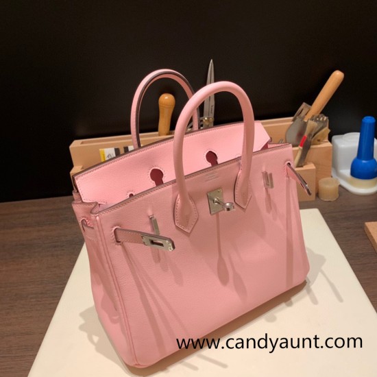 Hermes Birkin 25cm swift 3Q/Rose Sakura Silver Hardware Full Handmade 073 Hermes Birkin 25cm swift 3Q/Rose Sakura Silver Hardware Full Handmade 073