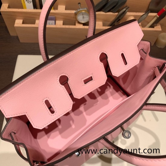 Hermes Birkin 25cm swift 3Q/Rose Sakura Silver Hardware Full Handmade 073 Hermes Birkin 25cm swift 3Q/Rose Sakura Silver Hardware Full Handmade 073