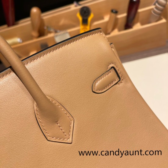 Hermes Birkin 25cm swift 0M/Chai Silver Hardware Full Handmade 074 Hermes Birkin 25cm swift 0M/Chai Silver Hardware Full Handmade 074