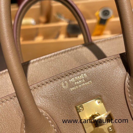 Hermes Birkin 25cm swift 0M/Chai & X9 /Mauve Sylvestre Full Handmade 075 Hermes Birkin 25cm swift 0M/Chai & X9 /Mauve Sylvestre Full Handmade 075