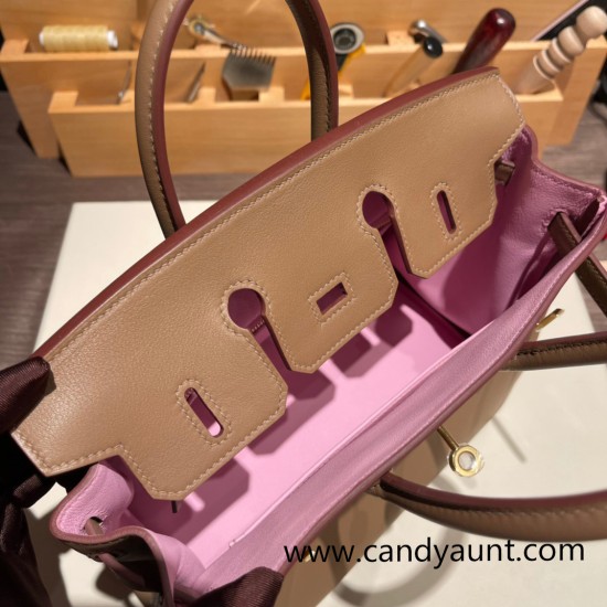 Hermes Birkin 25cm swift 0M/Chai & X9 /Mauve Sylvestre Full Handmade 075 Hermes Birkin 25cm swift 0M/Chai & X9 /Mauve Sylvestre Full Handmade 075
