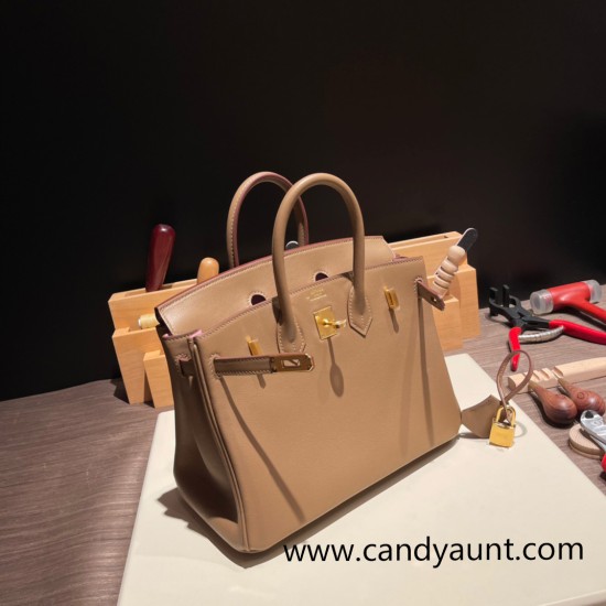 Hermes Birkin 25cm swift 0M/Chai & X9 /Mauve Sylvestre Full Handmade 075 Hermes Birkin 25cm swift 0M/Chai & X9 /Mauve Sylvestre Full Handmade 075