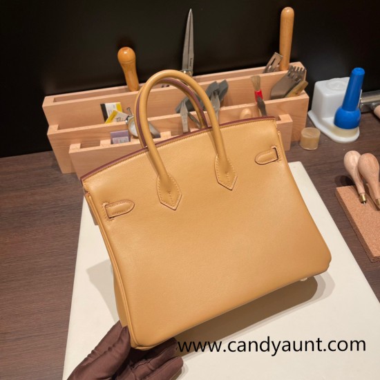 Hermes Birkin 25cm swift 4B/Biscui Gold Hardware Full Handmade 076 Hermes Birkin 25cm swift 4B/Biscui Gold Hardware Full Handmade 076
