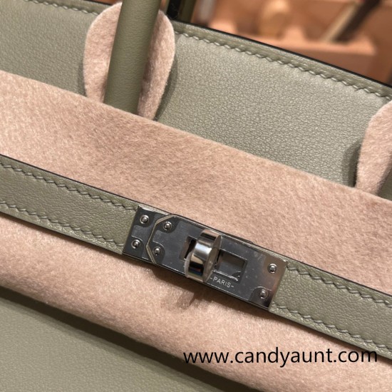 Hermes Birkin 25cm swift Q1/ Sauge Silver Hardware Full Handmade 077 Hermes Birkin 25cm swift Q1/ Sauge Silver Hardware Full Handmade 077