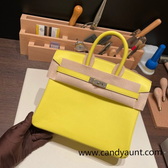 Hermes Birkin 25cm swift 9R/ Lime Silver Hardware Full Handmade 079 Hermes Birkin 25cm swift 9R/ Lime Silver Hardware Full Handmade 079