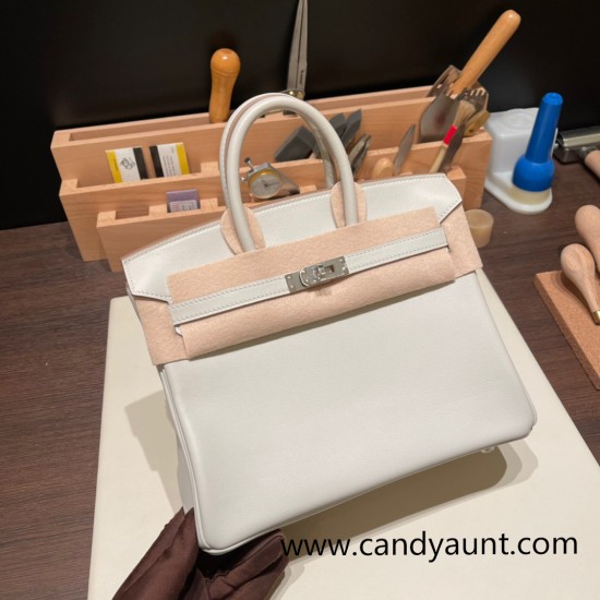 Hermes Birkin 25cm swift 80 Pearl Grey Silver Hardware Full Handmade 080 Hermes Birkin 25cm swift 80 Pearl Grey Silver Hardware Full Handmade 080