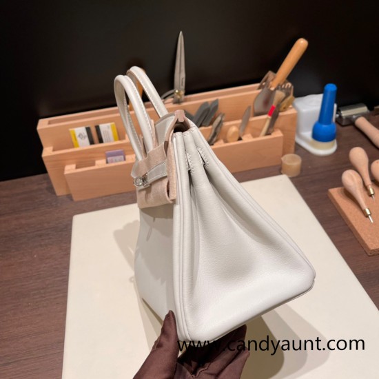 Hermes Birkin 25cm swift 80 Pearl Grey Silver Hardware Full Handmade 080 Hermes Birkin 25cm swift 80 Pearl Grey Silver Hardware Full Handmade 080