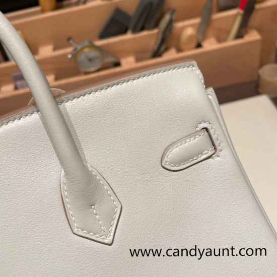 Hermes Birkin 25cm swift 80 Pearl Grey Silver Hardware Full Handmade 080 Hermes Birkin 25cm swift 80 Pearl Grey Silver Hardware Full Handmade 080