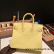 Hermes Birkin 25cm swift 1Z /Jaune Poussin Silver Hardware Full Handmade 083 Hermes Birkin 25cm swift 1Z /Jaune Poussin Silver Hardware Full Handmade 083