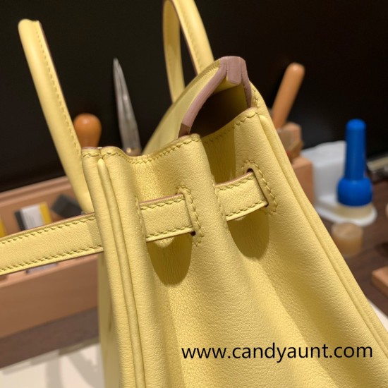 Hermes Birkin 25cm swift 1Z /Jaune Poussin Silver Hardware Full Handmade 083 Hermes Birkin 25cm swift 1Z /Jaune Poussin Silver Hardware Full Handmade 083