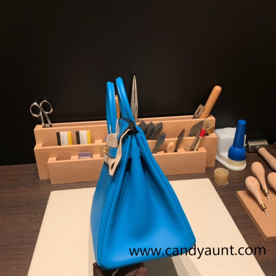 Hermes Birkin 25cm swift 0F /Blue Frida Gold Hardware Full Handmade 084 Hermes Birkin 25cm swift 0F /Blue Frida Gold Hardware Full Handmade 084