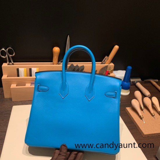 Hermes Birkin 25cm swift 0F /Blue Frida Gold Hardware Full Handmade 084 Hermes Birkin 25cm swift 0F /Blue Frida Gold Hardware Full Handmade 084