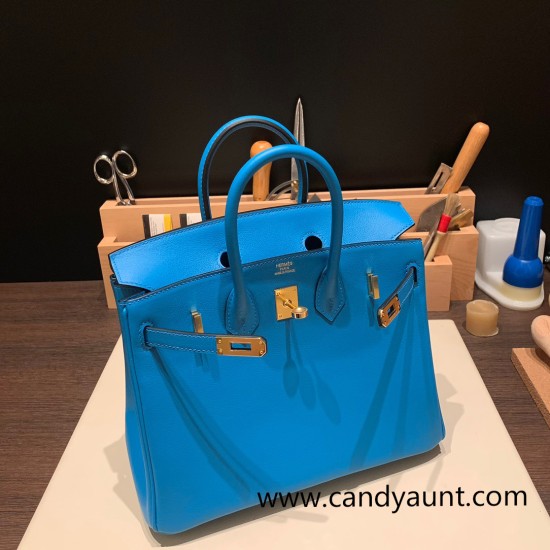Hermes Birkin 25cm swift 0F /Blue Frida Gold Hardware Full Handmade 084 Hermes Birkin 25cm swift 0F /Blue Frida Gold Hardware Full Handmade 084