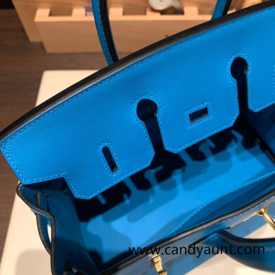 Hermes Birkin 25cm swift 0F /Blue Frida Gold Hardware Full Handmade 084 Hermes Birkin 25cm swift 0F /Blue Frida Gold Hardware Full Handmade 084