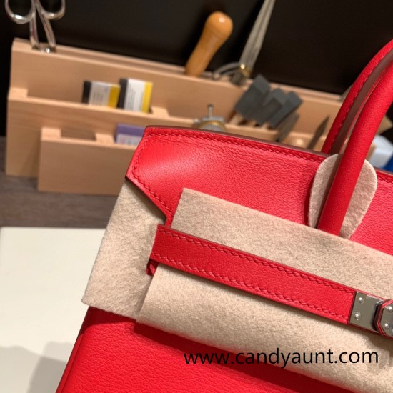 Hermes Birkin 25cm swift S3/Rouge Cœur Silver Hardware Full Handmade 085 Hermes Birkin 25cm swift S3/Rouge Cœur Silver Hardware Full Handmade 085