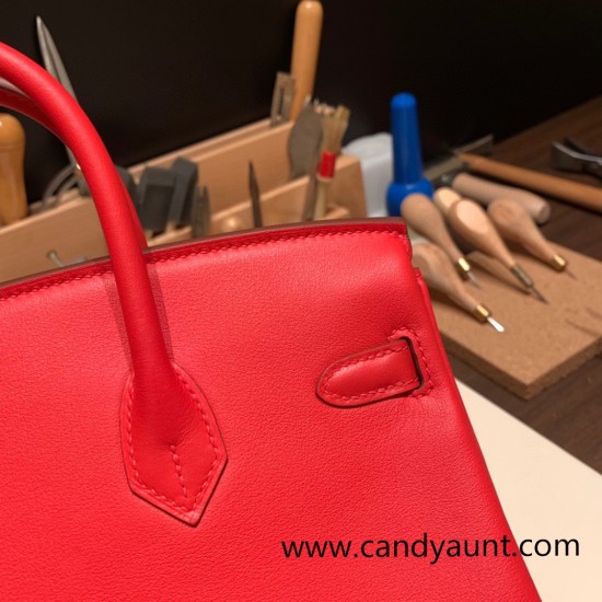 Hermes Birkin 25cm swift S3 /Rouge Cœur Silver Hardware Full Handmade 086 Hermes Birkin 25cm swift S3 /Rouge Cœur Silver Hardware Full Handmade 086