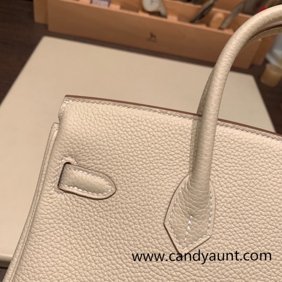 Hermes Birkin 25cm togo 10 /Craie Gold Hardware Full Handmade 096 Hermes Birkin 25cm togo 10 /Craie Gold Hardware Full Handmade 096