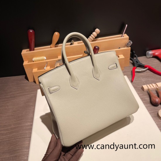 Hermes Birkin 25cm togo Q1 /Sauge Silver Hardware Full Handmade 108 Hermes Birkin 25cm togo Q1 /Sauge Silver Hardware Full Handmade 108