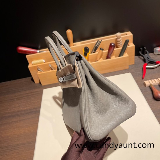 Hermes Birkin 25cm togo 0L/ Gris Meyer Silver Hardware Full Handmade 115 Hermes Birkin 25cm togo 0L/ Gris Meyer Silver Hardware Full Handmade 115