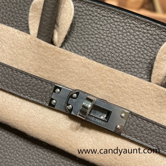Hermes Birkin 25cm togo 8F/Etain Silver Hardware Full Handmade 118 Hermes Birkin 25cm togo 8F/Etain Silver Hardware Full Handmade 118