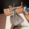 Hermes Birkin 25cm togo 8F/Etain Silver Hardware Full Handmade 118