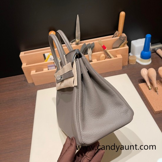 Hermes Birkin 25cm togo 8F/Etain Silver Hardware Full Handmade 118 Hermes Birkin 25cm togo 8F/Etain Silver Hardware Full Handmade 118