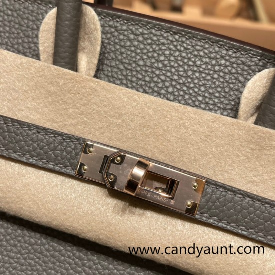 Hermes Birkin 25cm togo 8F/Etain Rose Gold Hardware Full Handmade 120 Hermes Birkin 25cm togo 8F/Etain Rose Gold Hardware Full Handmade 120