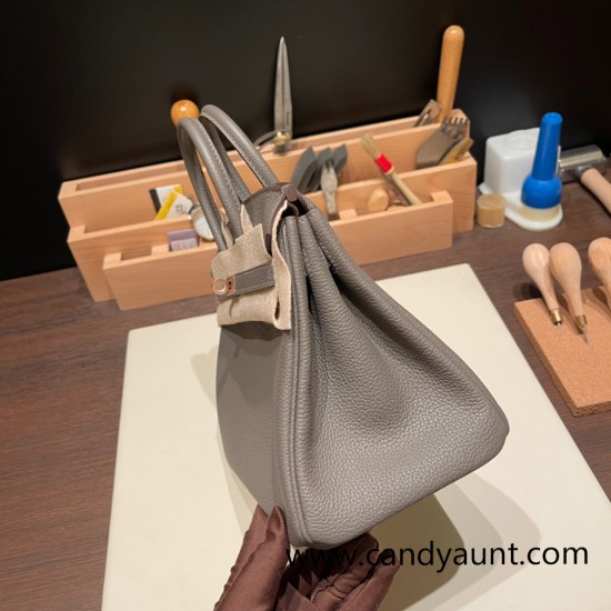 Hermes Birkin 25cm togo 8F/Etain Rose Gold Hardware Full Handmade 120 Hermes Birkin 25cm togo 8F/Etain Rose Gold Hardware Full Handmade 120