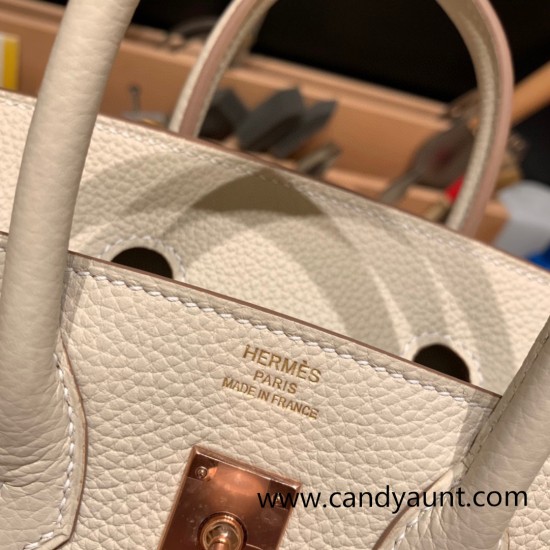 Hermes Birkin 25cm togo 10/ Craie Rose Gold Hardware Full Handmade 123 Hermes Birkin 25cm togo 10/ Craie Rose Gold Hardware Full Handmade 123