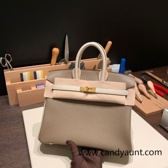 Hermes Birkin 25cm togo new stock Birkin 18/Étoupe Grey&10 /Craie Full Handmade 136 Hermes Birkin 25cm togo new stock Birkin 18/Étoupe Grey&10 /Craie Full Handmade 136